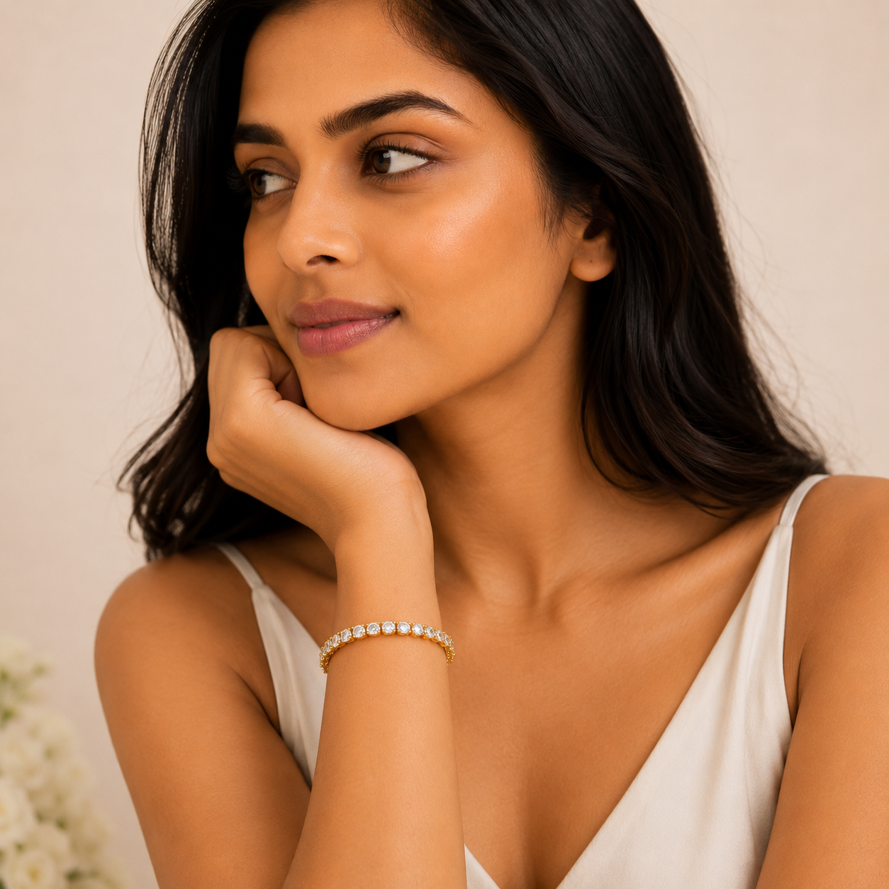 Simran's Luxury Gold Tennis Bracelet