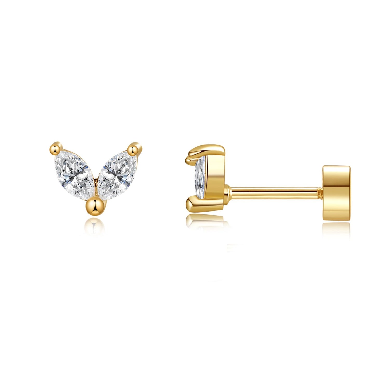 Simran's Gold Flat Back Stud Earrings