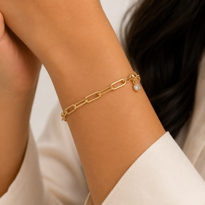Simran's Gold Paperclip Link Bracelet