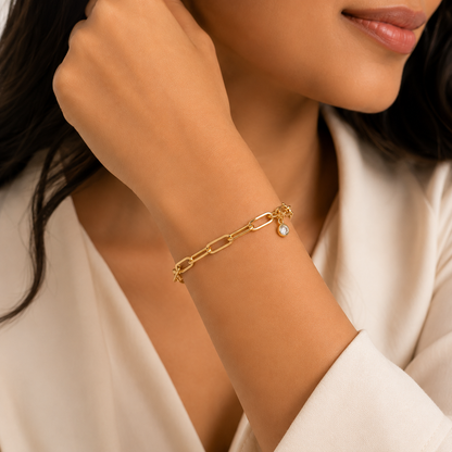 Simran's Gold Paperclip Link Bracelet
