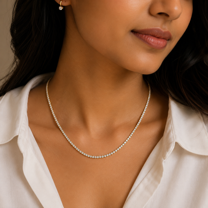 Simran's Luxury Gold Tennis Necklace