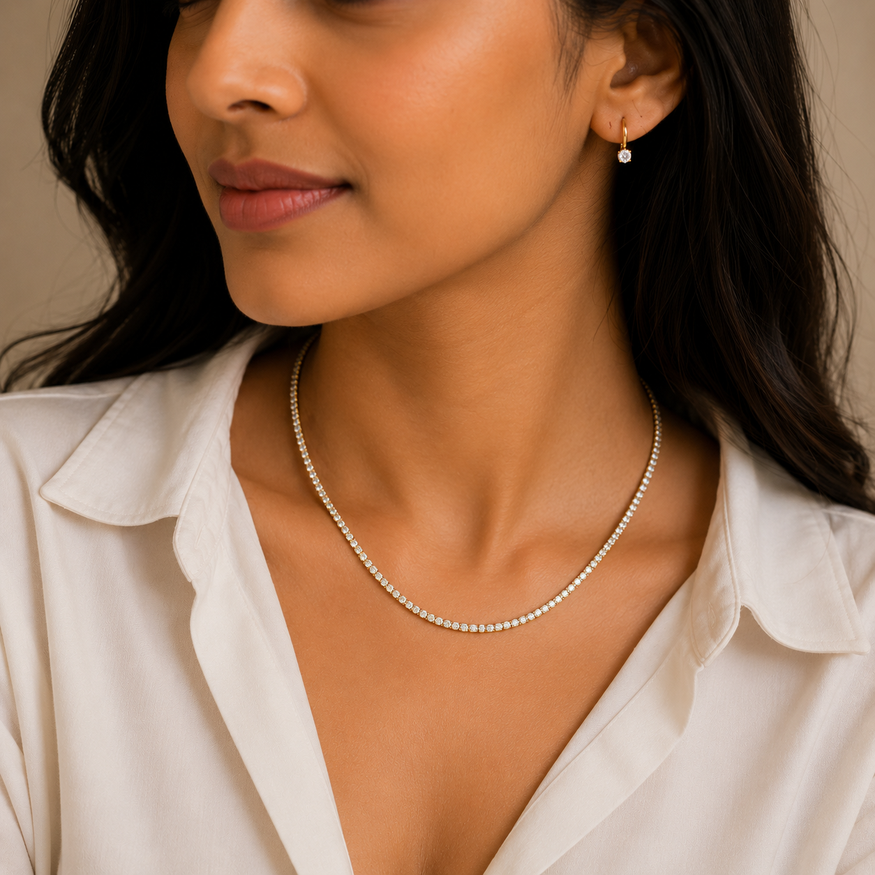 Simran's Luxury Gold Tennis Necklace