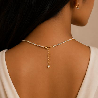 Simran's Luxury Gold Tennis Necklace