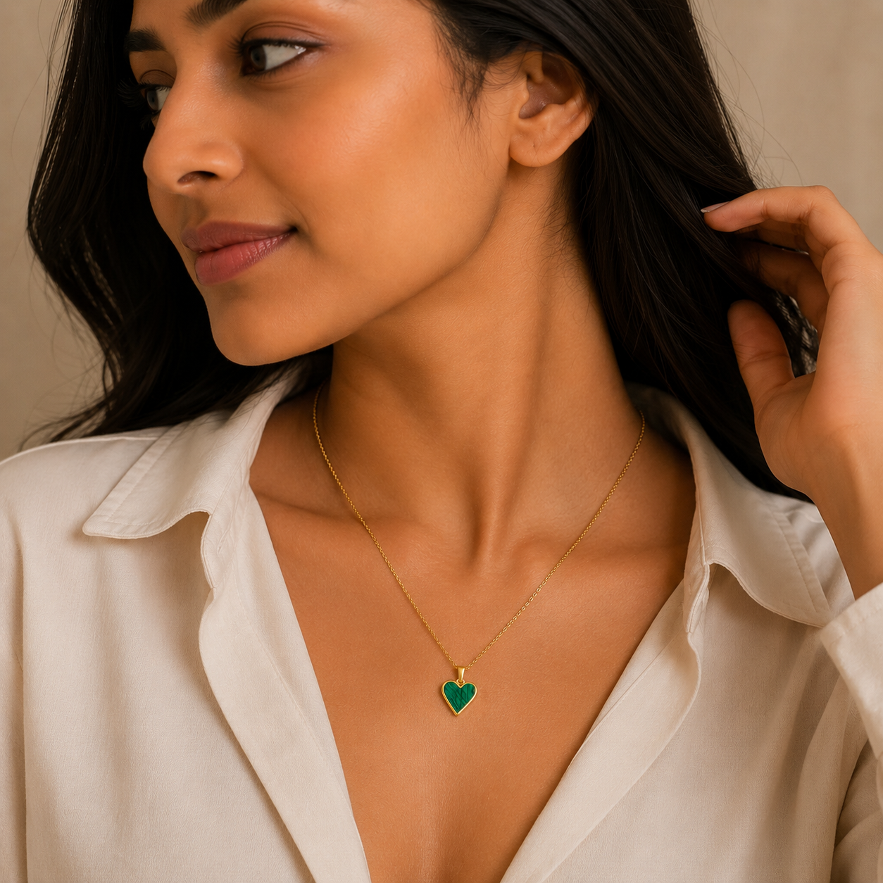 Simran's Heart Pendant Gold Necklace
