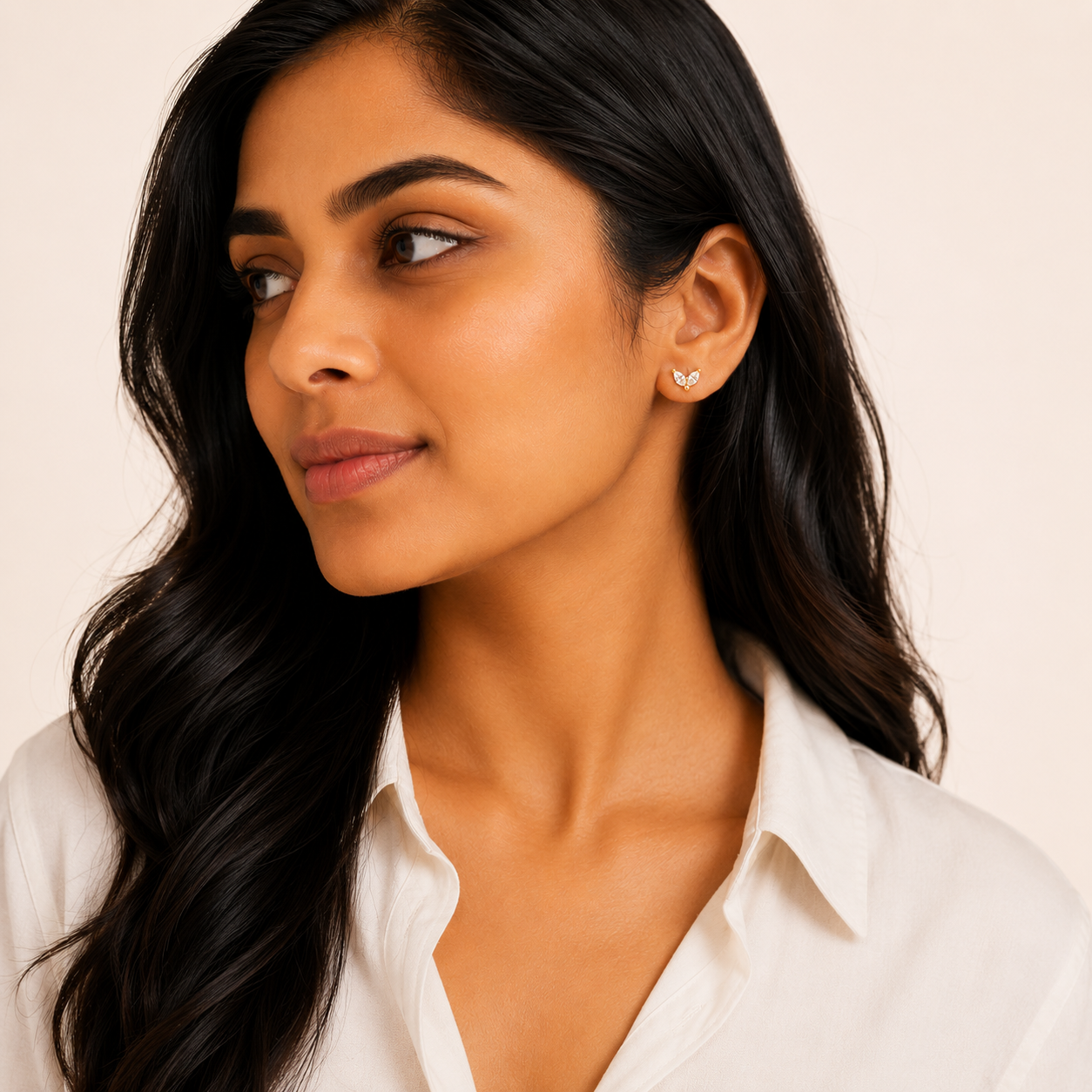 Simran's Gold Flat Back Stud Earrings