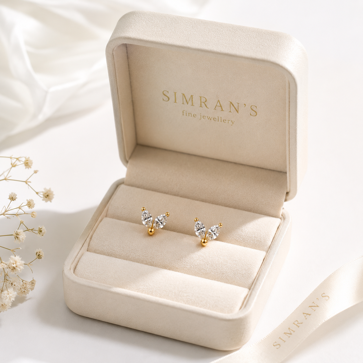 Simran's Gold Flat Back Stud Earrings