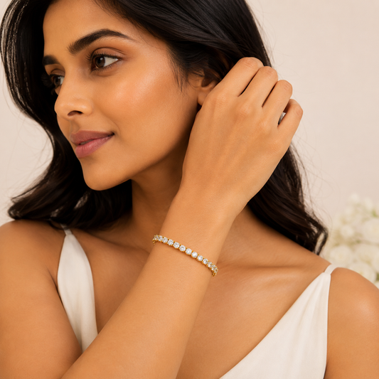 Simran's Luxury Gold Tennis Bracelet