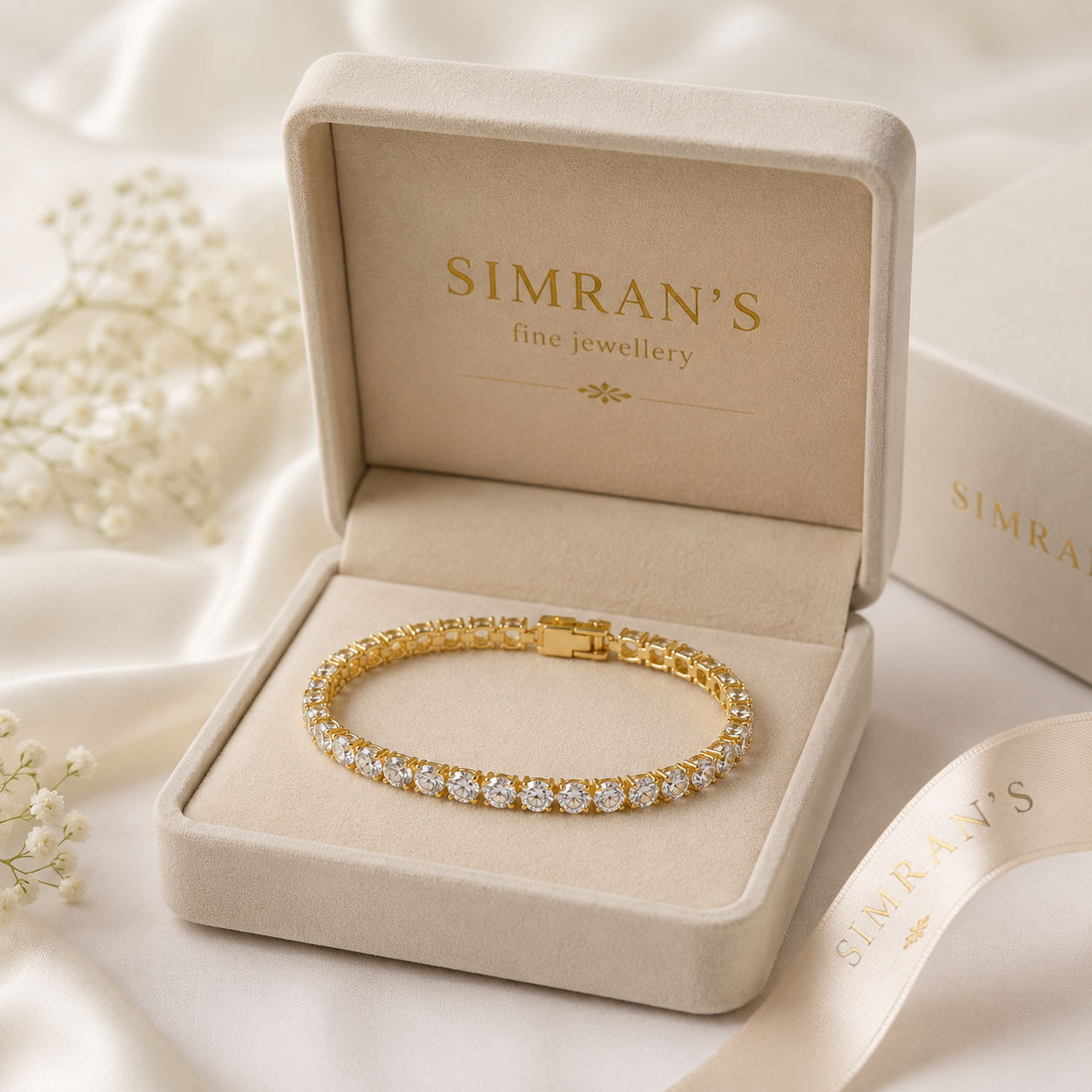 Simran's Luxury Gold Tennis Bracelet